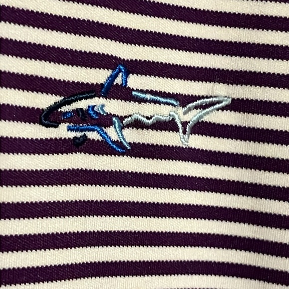 Greg Norman Golf Shirt - Purple Striped - Shark Logo - XXL - PlayDry - Picture 2 of 9
